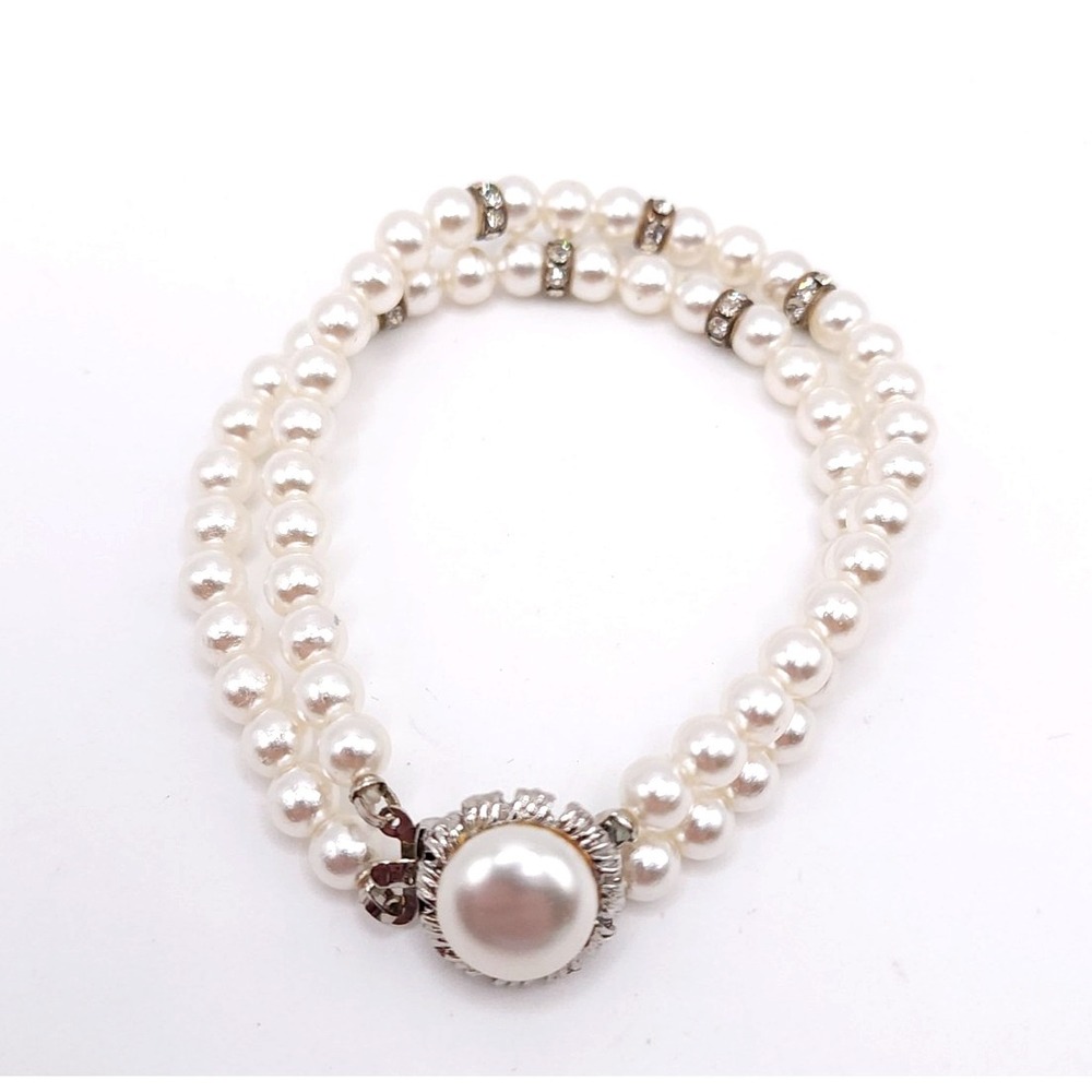 Vintage Faux Pearl Double Strand‎ Bracelet